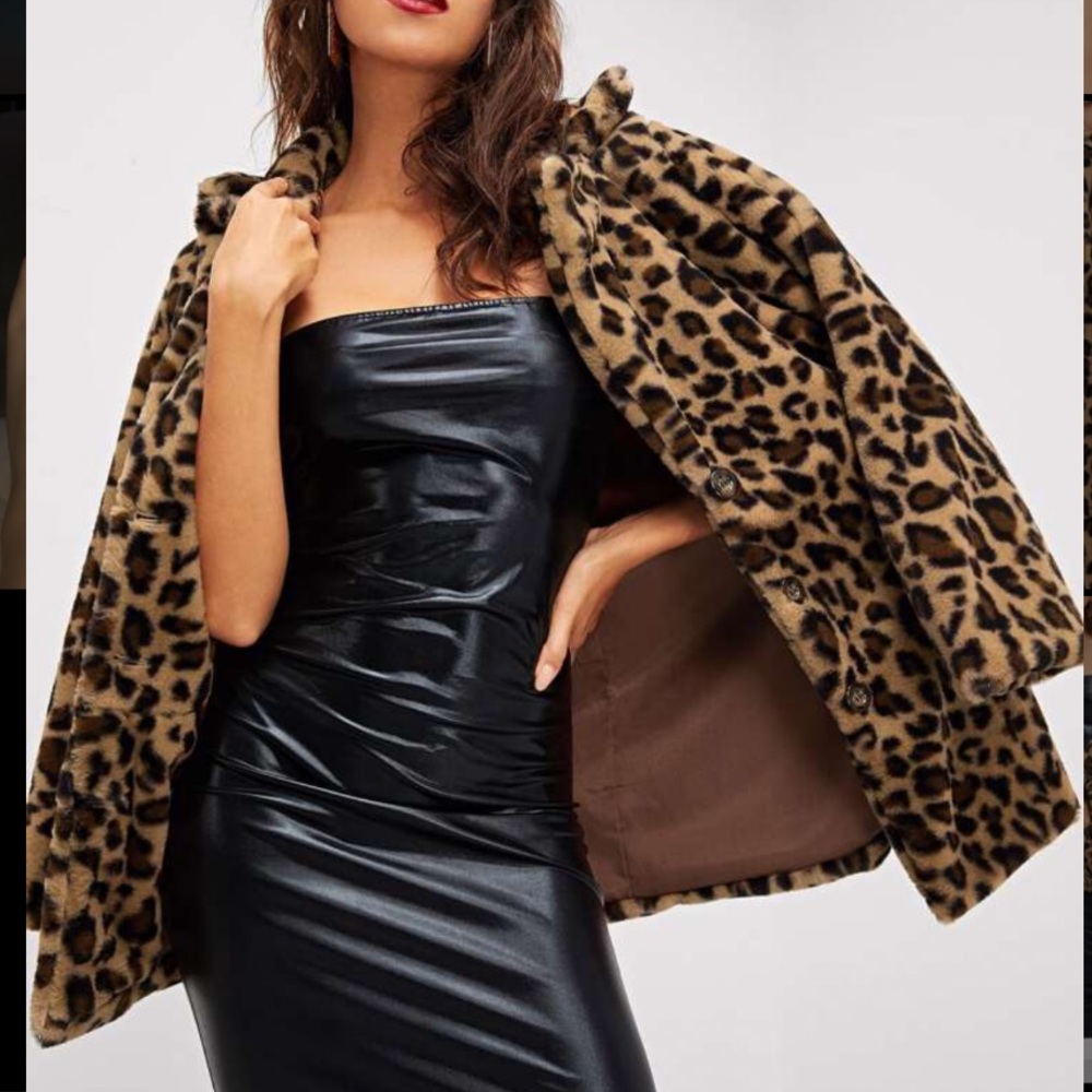 Faux Cheetah Print Coat